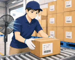 物流センター構内での荷下ろし、入出庫作業