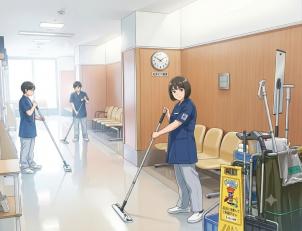 建物内（エントランスホール、共用通路、階段、トイレ、事務所、病棟、定期清掃等）の清掃スタッフ/クリーンクルー