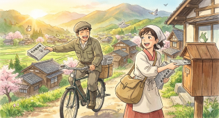 朝刊の配達スタッフ