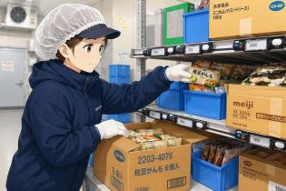 生協宅配の商品仕分け作業