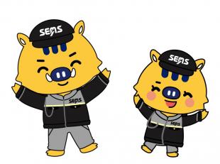 当社キャラクター、兄のシムのすけくん（左）と妹のシムみちゃん（右）です！