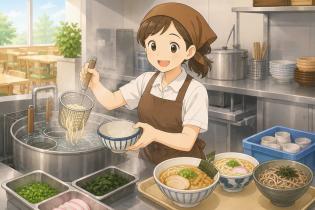 病院内食堂のキッチンスタッフ（麺類調理）