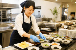 ホテルの朝食調理補助